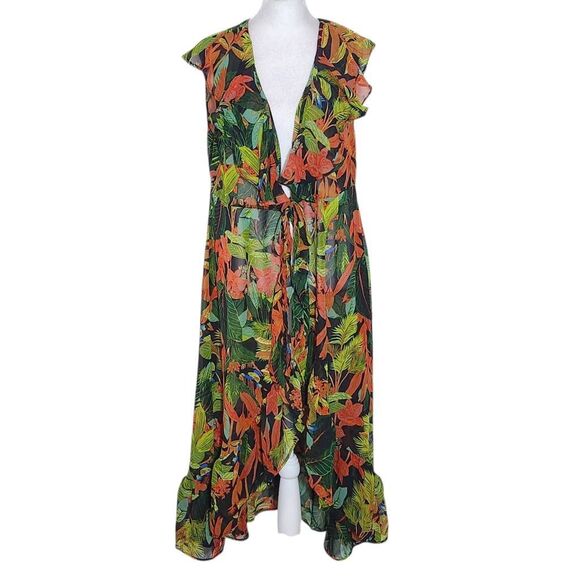 Live 4 Truth Green Floral Kimono NWT Size 1X Floral Boho Kimono - Picture 1 of 12
